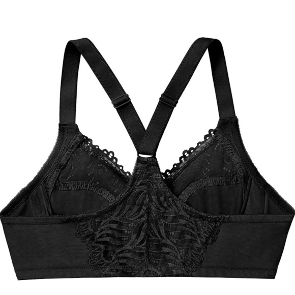 New With Tags Women's Black Plus Size Front-close T-back Underwire Bra 4… - Picture 2 of 5